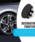 Rock Solid 4 Pack Snap On Wheel Center Caps For 2016 To 22 Nissan Sylphy Altima, heavy duty ABS, slick black finish, 54mm size.