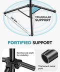 Base of All In One Floor Mic Stand With Tablet And Phone Holder, adjustable tripod with reinforced shaft and thickened metal pole.