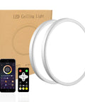 Two Pack Dimmable LED Flush Mount Ceiling Light 12 Inch 28W 3100 Lumens Ultra Slim With Smart App Control And Remote shown with packaging