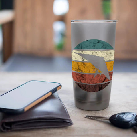 Hang Gliding Retro Flying Vintage Hang Glider Stainless Steel Insulated Tumbler on table with phone and keys