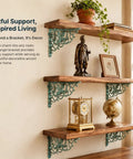 Heavy Duty Cast Iron Shelving Bracket Mount For Kitchen Wall Display Iron Shelf Support with decorative items and plant
