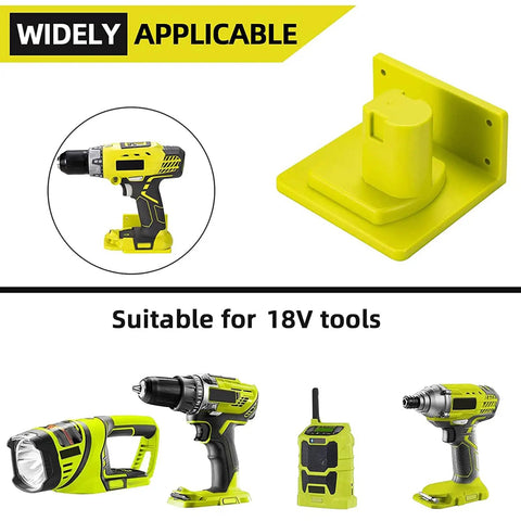 10 Pack Tool Holder Dock Mount For 18V Drills And Batteries, Wall Mounted Organizer Rack with visible tools, durable ABS