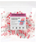 100 Piece Solder Seal Wire Connectors Waterproof Heat Shrink Butt Connectors Terminals For Watercraft Electrical Electronics AWG 22 18 Red With Hot Melt Adhesive For Quick No Fuss Weatherproof Bond And Long Lasting Connection in packaging.