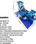 WYDDDARY Mini Metal Lathe Machine 3000RPM High-Speed Spindle With Three Jaw Chuck, showing dimensions and parameters for hobby woodworking.