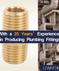 Brass Pipe Hex Nipple Fitting One Quarter Inch NPT Male Thread One Quarter Inch NPT MNPT MPT for air fuel water lines