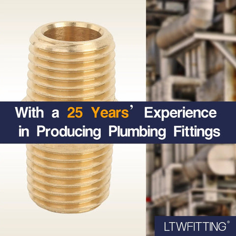 Brass Pipe Hex Nipple Fitting One Quarter Inch NPT Male Thread One Quarter Inch NPT MNPT MPT for air fuel water lines