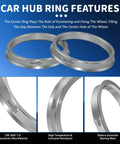 Tough As Nails Hub Centric Rings Fit Sweet Rides With 73.1 Mm Outer And 64.1 Mm Inner Centerbore solid CNC aluminum hub rings