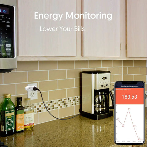 Dual Socket Smart Plugs With Alexa Google Home And Siri For No Fuss Energy Monitoring 2 4G WiFi Remote Control shown in kitchen