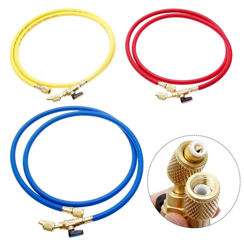 Pro Rig Hvac Refrigerant Charging Hose Set With Heavy Duty Brass Ball Valves For R410a R134a R22 Quick Swap Coolant Lines 800 Psi Capacity 1/4 Inch Sae Fittings Built Tough And Zero Hassle 3 Piece Setup