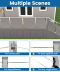 Cable Railing Hardware Kit With Drop Pin Turnbuckles And T316 Stainless Steel Tensioners For Metal Posts, Angle Adjustable 180 Degrees, Dope For Deck Cable Railing Systems, Stairs, Corner Posts, And Long Runs, 40 Pack, illustration showing applications for multiple scenes.