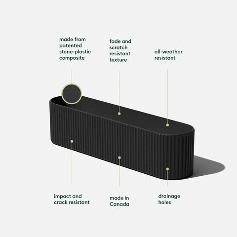 Long Window Box Planter For Balcony And Windowsill, Durable Plastic Stone Composite Outdoor Planter for Flowers and Herbs, all-weather with drainage holes, fade and scratch-resistant texture.