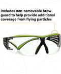SecureFit 400X Safety Glasses With Anti Fog And Anti Scratch Clear Lenses ANSI Z87 Rated Green And Black Frame Brow Guard