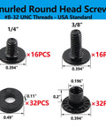 96-Piece Beefy Black Chicago Screws For Leather And Kydex Holsters And Knife Sheaths, sizes 1/4 and 3/8 inch, hardware detailing