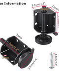 Heavy Duty Adjustable Furniture Leveler Feet With Corner Edge Guards And Tight Lock Nuts Squashes Wobbly Furnishings, dimensions shown.