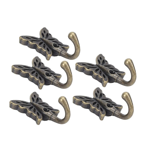 5 Piece Heavy Duty Vintage Wall Coat Hooks With Pre Drilled Holes And Mounting Screws Rock Solid Key And Towel Organizer For Entryway set of antique butterfly hooks