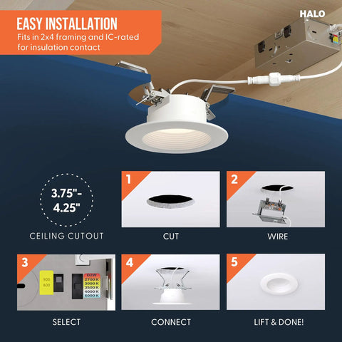 Sleek Canless Led Recessed Ceiling Downlight 4 Inch Adjustable 5Cct 955 Lm Bulb Drop In Fixture No Housing Required No Sweat Setup For Kitchen Bath Remodel Big Time Brightness You Want