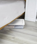 Totally Dope 28 Quart Storage Bins 2 Pack Featuring Crisp Clear View And Snug Snap Lid For Legit Closet Organization under bed.