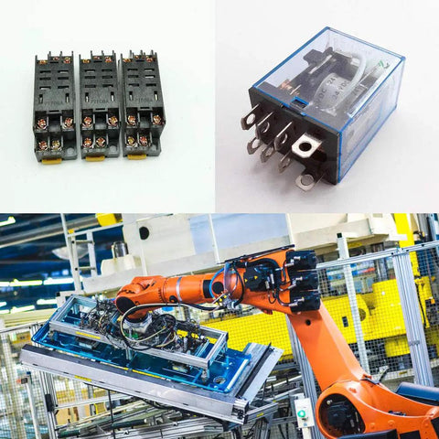 Five Pack DC 12V Coil Power Relay DPDT Eight Pin 10A with socket base LY2NJ used in tech and DIY automation projects