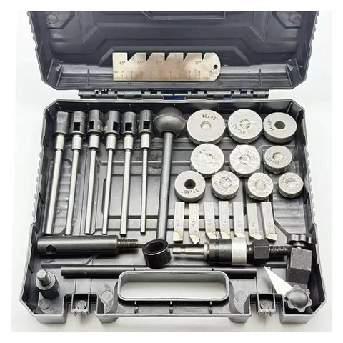 Heavy Duty 24 To 40mm Valve Seat Reamer, Universal Valve Grinding Tool Set For Cars And Trucks, Durable Repair Kit With Manual Electric Handles, Fix Engine Malfunctions Fast With This Solid Workhorse Gear. open case with metal valve seat reamer set