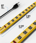 Indoor Surge Protector Power Strip With 9 Outlets 600 Joules Of Surge Protection 6 ft Cord 125 V Circuit Breaker Keyholes