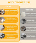 Comparison chart highlighting advantages of Hella Sturdy Aluminum Drywall Access Panel 16x30 Magnetic Push To Open Inspection Hatch.