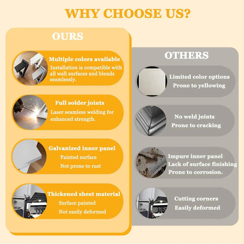 Comparison chart highlighting advantages of Hella Sturdy Aluminum Drywall Access Panel 16x30 Magnetic Push To Open Inspection Hatch.