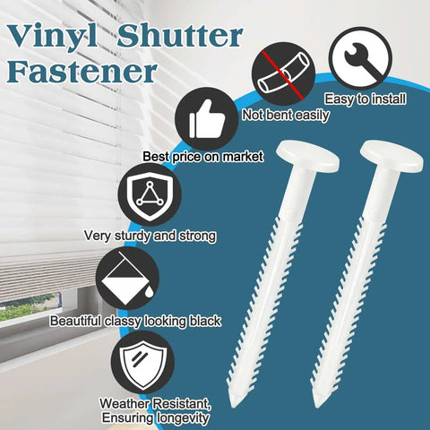 Top Shelf 30 Pack 3 Inch White Vinyl Shutter Fasteners Hella Durable PVC Anchor Pins for Exterior Decorative House Shutters
