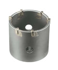 Core bit, SDS-Plus Speedcore thin-wall, metal gray cylinder with hollow bore and side threaded hole.