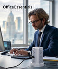 Professional office setting with Power Strip Surge Protector Tower With 12 AC Outlets And 4 USB Ports Including USB C on desk.