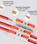 60 Piece Lever Wire Connectors Mini Quick Connectors Push In 1 In 1 Out Electrical Butt Splice Inline Terminals 24 to 12 AWG