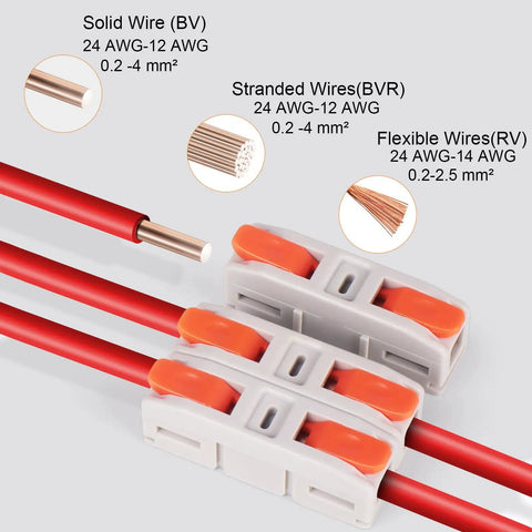 60 Piece Lever Wire Connectors Mini Quick Connectors Push In 1 In 1 Out Electrical Butt Splice Inline Terminals 24 to 12 AWG