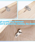 Rock Solid Figure 8 Table Top Fasteners With Screws, heavy duty zinc steel used for desk assembly in close-up view.