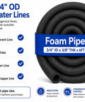 Hella Tough Three Quarter Inch Inner Diameter Foam Pipe Insulation Sleeve For Air Conditioning HVAC Lines, 6ft