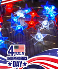 2 Pack 80 LED Red White Blue Patriot String Lights Battery Operated 20 Ft Indoor Outdoor Fairy Lights For 4th Of July