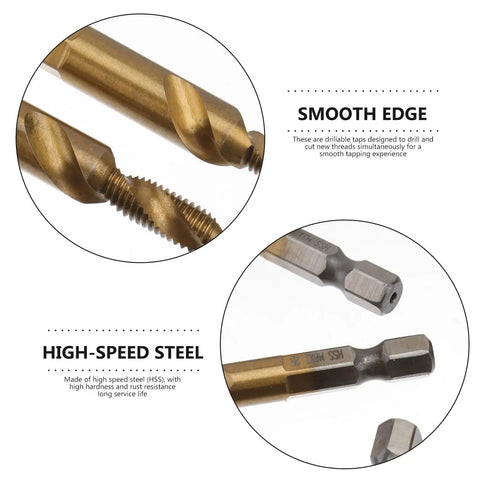 Pro Grade Tap Drill Bit Set With 6 Metric Sizes, Spiral Screw Tapping Tool And Drill Countersink Bit Bundle, Sturdy Wear Resistant For Precision Threading In Metalwork HSS taps