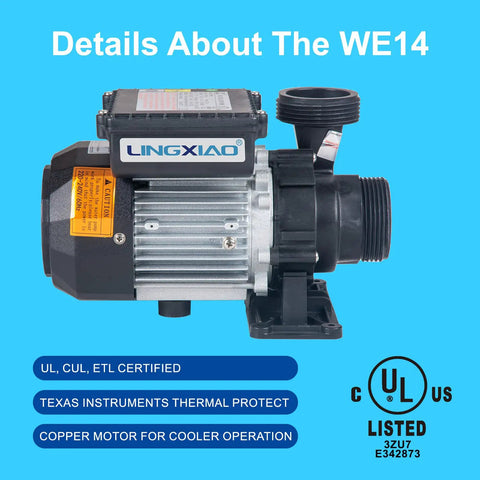 Top Shelf Zero Fuss Hot Tub Circulation Pump 240V 230V 0.35 Horsepower Spa Pool Motor side view with copper motor.