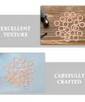 Copper Sealing Washers Kit 0.4 Inch Diameter 40 Pcs arranged on wood and blue background, showing texture and craftsmanship.