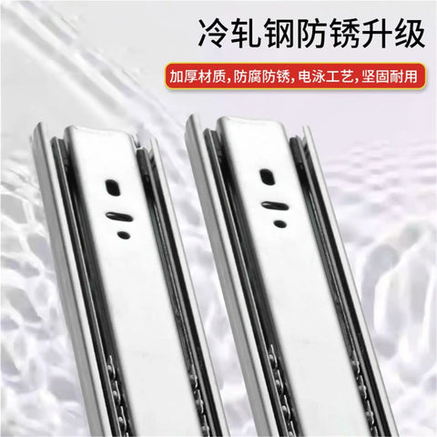 Heavy Duty Cold Rolled Steel Thickened Drawer Slide Rail With Rebound Buffer Damping For Smooth Quiet Cabinets And Clothes Drawers Ball Bearing Three Track System Two Pack Twenty Inch