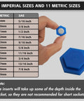 Hand holding a magnetic socket insert from 21 Piece Magnetic Socket Inserts Set For SAE And Metric Sizes 5/16 To 7/8 Inch And 8mm To 19mm.