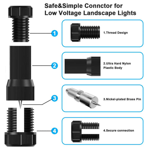 36 Pack Low Voltage Landscape Lighting Wire Connector Kit With Waterproof Fast Lock Design for 12 gauge cables details