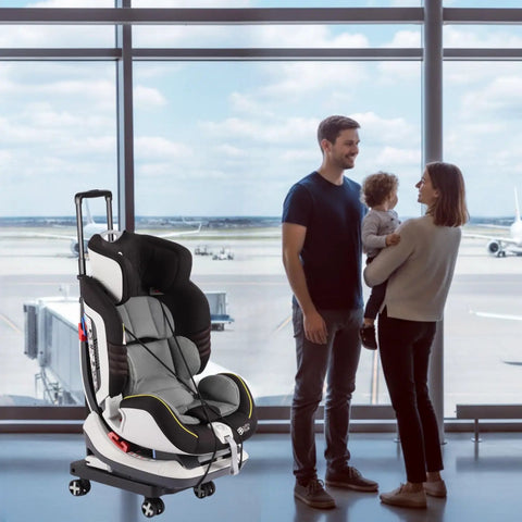 Portable Car Seat Dolly for Travel Foldable Hand Truck with 110 Lb Capacity at airport with family