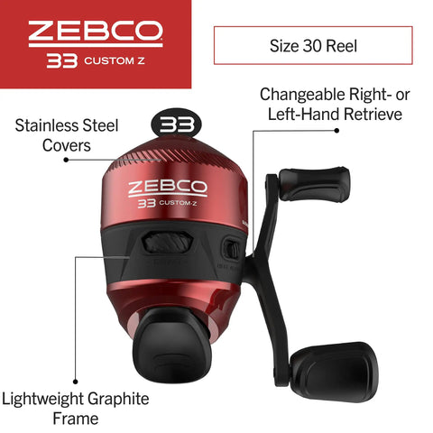 Custom Spincast Reel And Rod Combo With 6 Foot Two Piece Fiberglass Rod EVA Handle Quickset Anti Reverse Bite Alert Red Finish Size 30