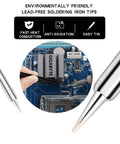 Heat Set Insert Tool Kit For 3D Printers TS101 TS100 936 Soldering Iron Adapter close-up with lead-free tip on circuit board