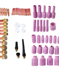 67 Pcs TIG Welding Torch Accessories Kit With Gas Lens Collet Bodies Alumina Nozzle Ceramic Cups For WP 17 18 26 TIG Torch