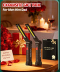 Rechargeable LED Work Light For Men With Magnetic Base And 360 Degree Rotating Mechanic Flashlight Two Pack Black Gift Box