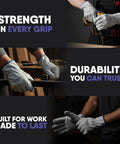 Large Heavy Duty Cowhide Leather Driver Work Gloves For Driving Trucking Construction And Outdoor Tasks With Reinforced Palm And Fingers For Superior Grip Protection In Farming Landscaping Gardening Ranching And DIY, worn while drilling and gripping wood