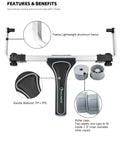 Diagram of 18 Inch Paint Roller Kit with heavy duty frame, showing lightweight aluminum frame, PP handle, and roller caps.