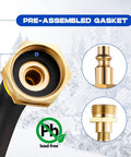 Close-up of RV Winterizing Kit with Sprinkler Blowout Adapter, brass fittings, pre-assembled gasket, lead-free, for sprinkler systems