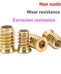 Built To Last Durable Threaded Insert Nuts For Wood With Hex Drive M5x10mm Set Of 20, Zinc Plated Carbon Steel Wood Fasteners