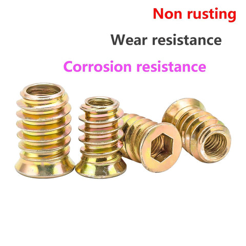 Built To Last Durable Threaded Insert Nuts For Wood With Hex Drive M5x10mm Set Of 20, Zinc Plated Carbon Steel Wood Fasteners